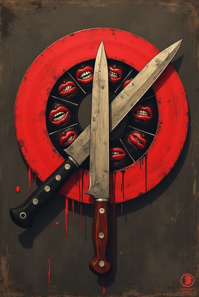 For a one-disc album: The band is called Kill Your Father and the cover must have a red circle with a bunch of toothy mouths inside the record. The circle must be crossed by a butcher knife