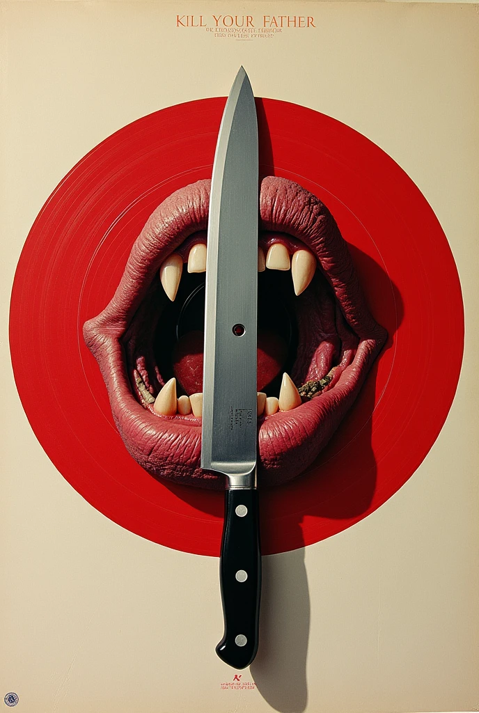 For a one-disc album: The band is called Kill Your Father and the cover must have a red circle with a bunch of toothy mouths inside the record. The circle must be crossed by a butcher knife