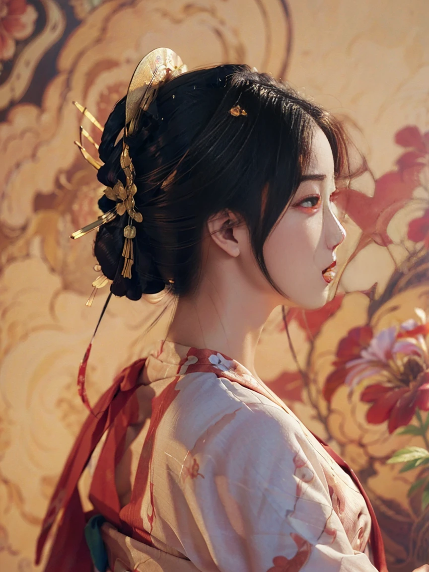 Wearing kimono、Arafi women wearing flowers on their heads, Beautiful digital artwork, Beautiful digital illustrations, Beautiful digital painting, Gorgeous numbers, guweiz style artwork, Realistic anime girl rendering, Smooth anime CG art, Beautiful digital art, fine digital art,Rich in details, Stunning digital illustrations, Detailed digital anime art, April Rendering, Beautiful anime portrait