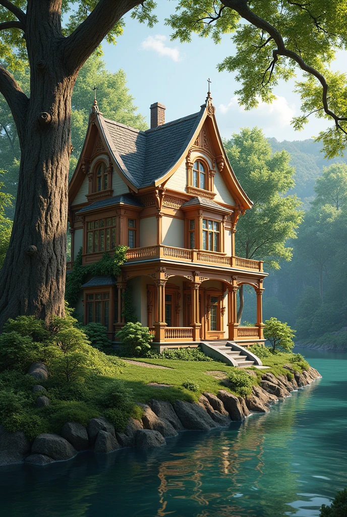 A beautiful house in the river