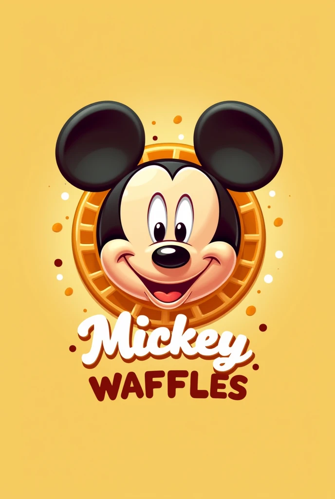 Create a logo for a Mickey Mouse waffle company with the name Mickey Waffles