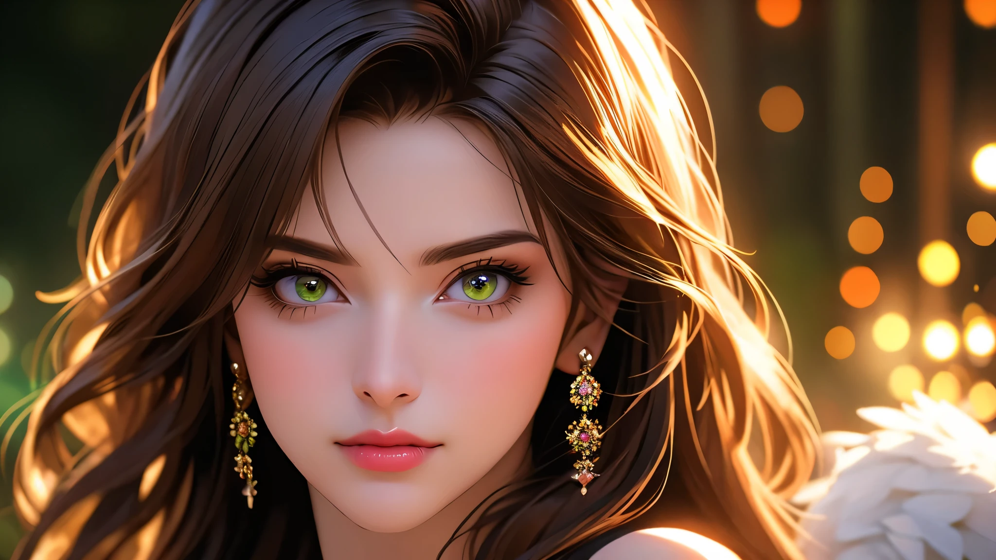 a beautiful woman with detailed green eyes, large breasts, sensual expressions, realistic, photorealistic, photo-realistic:1.37, (best quality,4k,8k,highres,masterpiece:1.2),ultra-detailed, HDR,UHD,studio lighting,ultra-fine painting,sharp focus,physically-based rendering,extreme detail description,professional,vivid colors,bokeh,warm colors,soft lighting