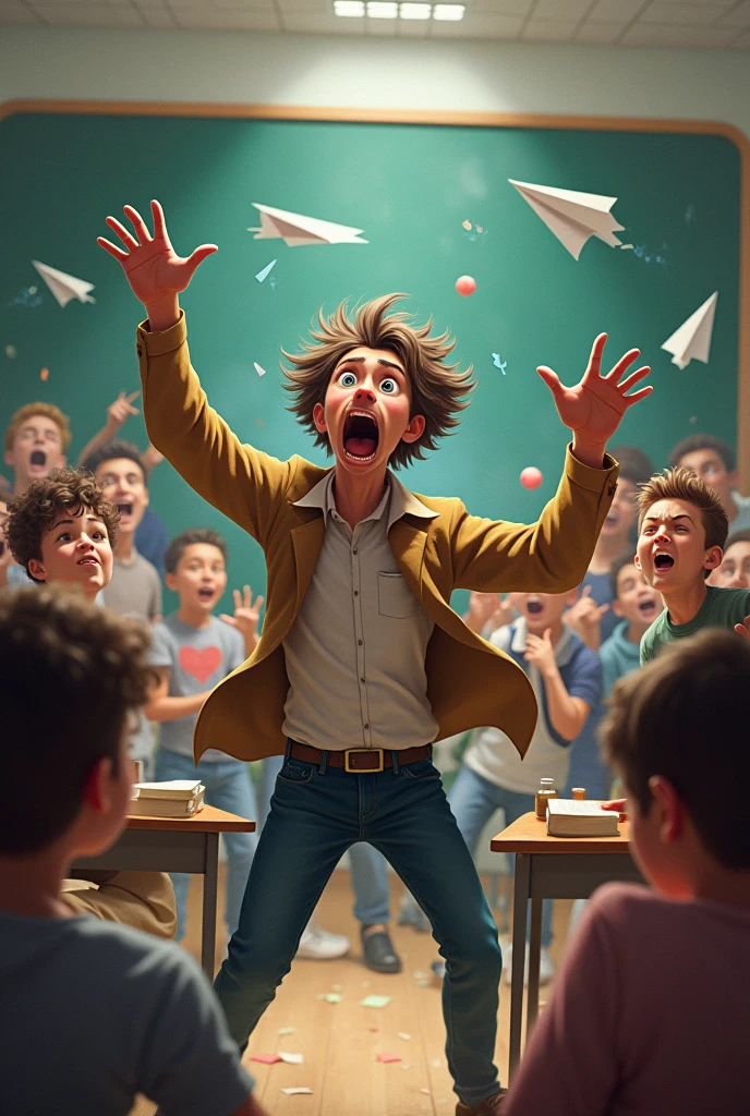 Teacher freaking out in the classroom.