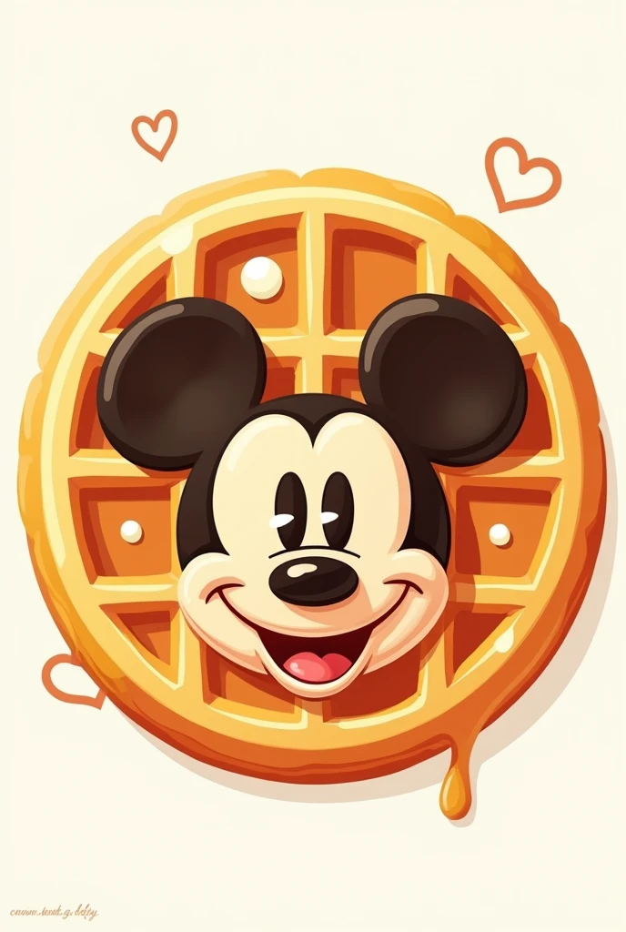 Create a logo for a Mickey Mouse waffle company with the name Mickey Round Waffles 