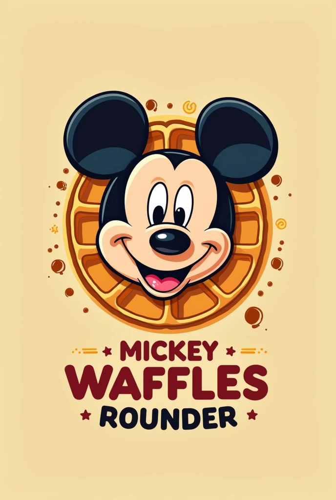 Create a logo for a Mickey mouse waffle company with the name Mickey waffles Rounder 