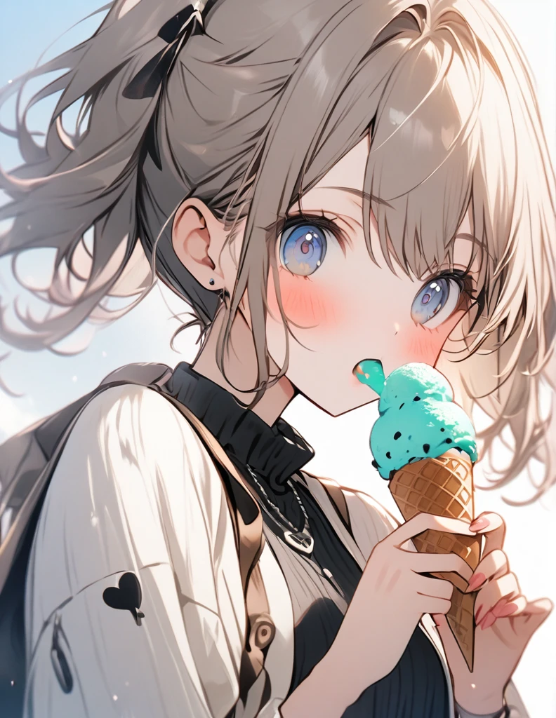 One girl, Eat ice cream, heart