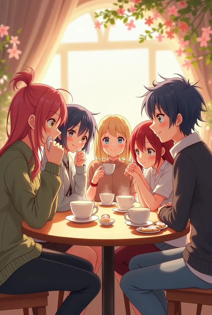 Generate a picture of anime coffee time