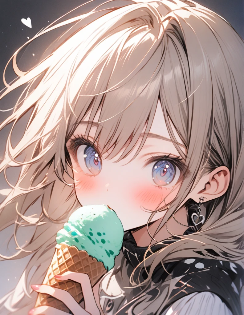 One girl, Eat ice cream, heart