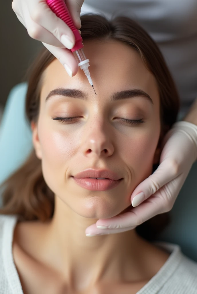 imageio.face of a 35-year-old woman in a beauty clinic receiving a procedure.injectable