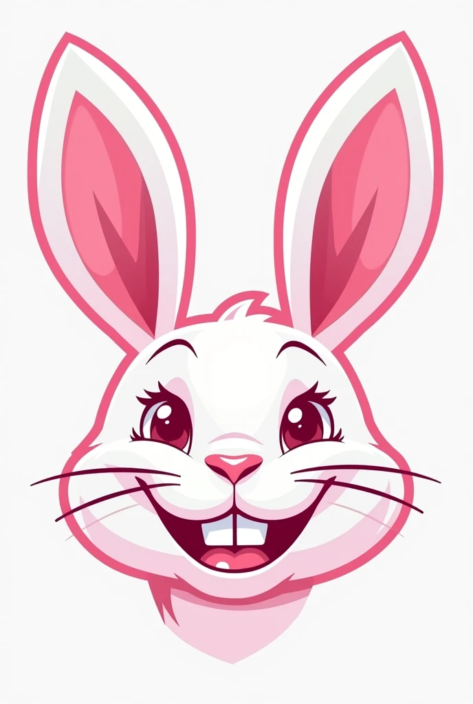 Logo for a university team of dentists that has a sporty style and rabbits with teeth as a mascot, that the logo is a soft pink color