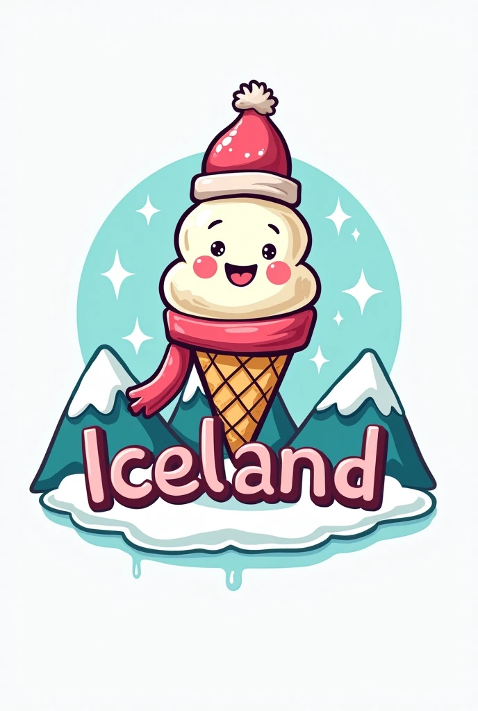 ice cream shop logo with the name Iceland