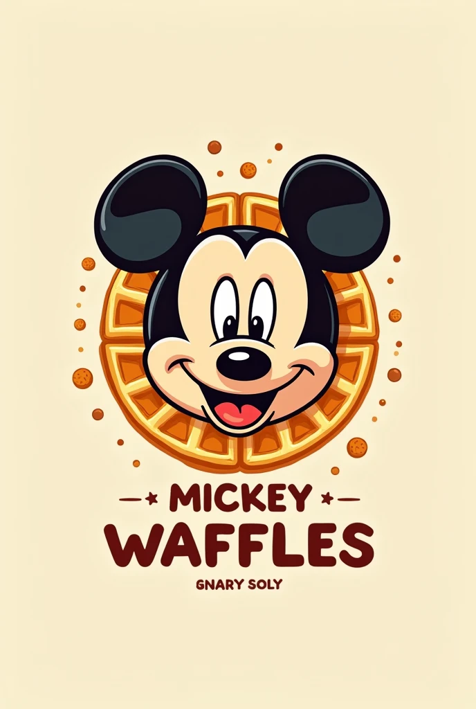 Create a logo for a Mickey Mouse waffle company with the name Mickey Waffles 
