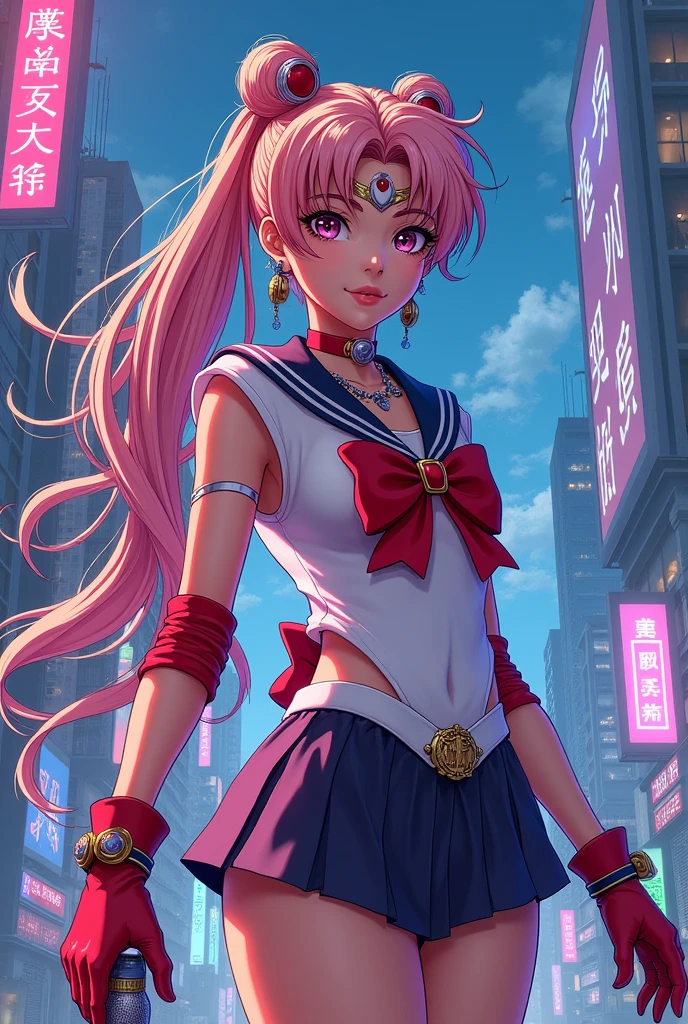 Generate a picture of off brand version of sailor moon