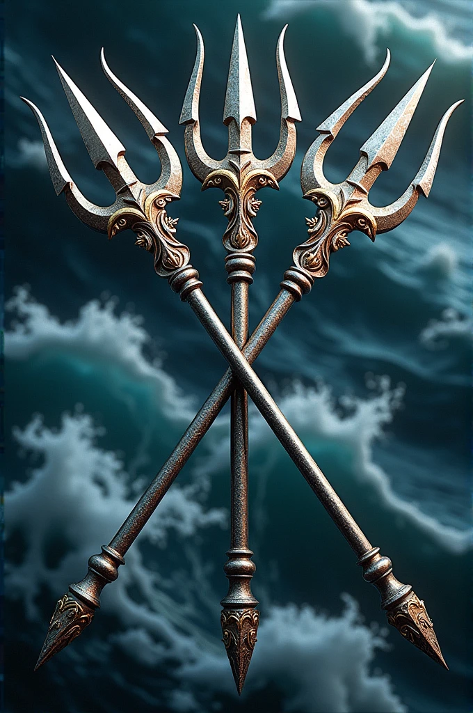 Two tridents logo in realistic
