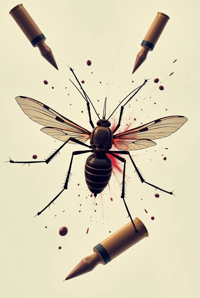 A mosquito being killed by bullets 