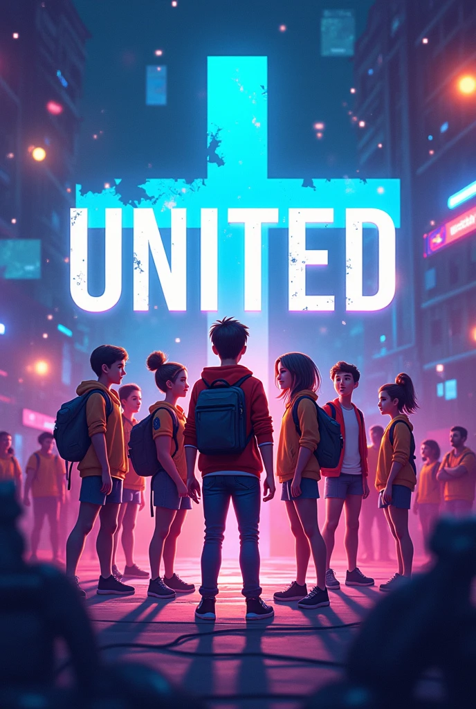 Poster for a Christian youth gathering with a video game background with the word united 