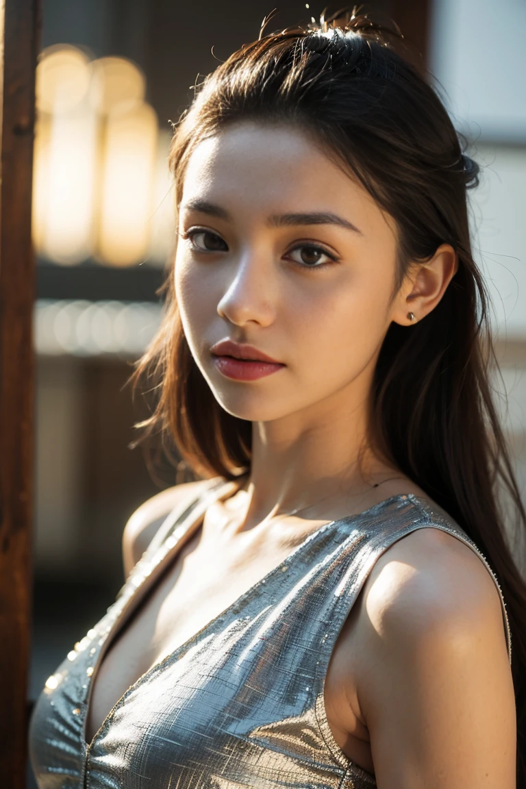 (masterpiece:1.3), (8,000 people, Realistic, RAW Photos, Highest quality: 1.4), (There'There'There'There'There'Only Female),(Like a model), (expensive), (smile), (Sexy pose), (Very beautiful face), (A stunningly beautiful body, toned through exercise), (Perfect Abs), (Beautiful Mountain), (Long eyelashes), (double eyelid), (Large Breasts), (Beautiful breasts), (Very sexy), (Realistic face), (Brown Hair, Long Hair:1.3), (Beautiful hairstyle), (Realistic eyes, Beautiful and delicate eyes), (Realistic skin), (Beautiful Skin), (blouse), (Short skirt), (pantyhose), (Long legs), (very beautiful bridge),(Sexy Legs), (High heels), (Absurd), (Charm), Ultra-high resolution, (extremely Realistic), (Very detailed), (Golden Ratio), (naked), (Seductive pose), (Full Body Shot), (necklace), (Earrings), (He wears a watch on his left wrist), (bracelet), (Beautiful long nails with beautiful manicure), (So that everything comes out from head to toe.), (A beautiful transformation),(Walking around the city), (The perfect secretary)