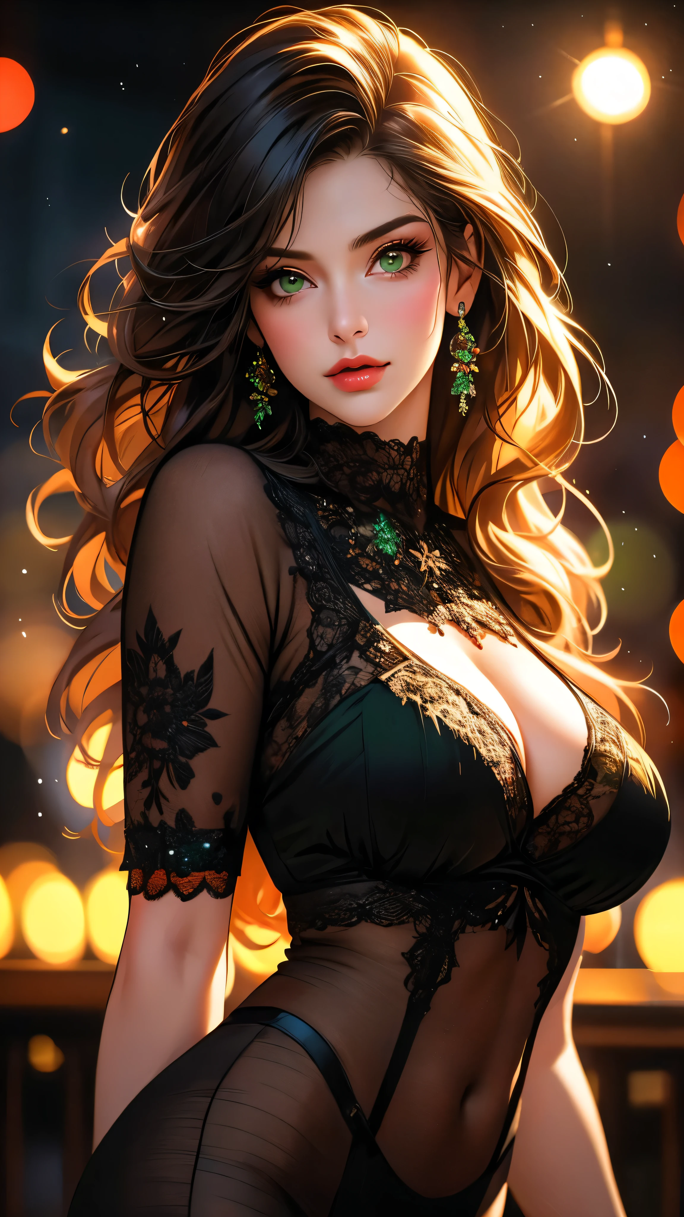 a beautiful woman with detailed green eyes, large breasts, sensual expressions, realistic, photorealistic, photo-realistic:1.37, (best quality,4k,8k,highres,masterpiece:1.2),ultra-detailed, HDR,UHD,studio lighting,ultra-fine painting,sharp focus,physically-based rendering,extreme detail description,professional,vivid colors,bokeh,warm colors,soft lighting