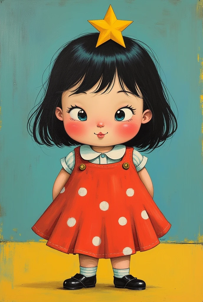 girl with a star on her head, by Robert Freebairn, pop art, children's tv show, m & m mascot, plump, colour corrected