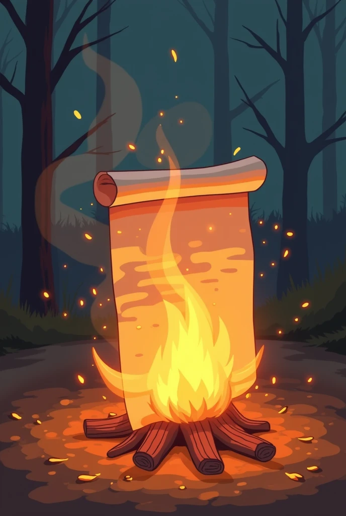 standing paper burning cartoon style