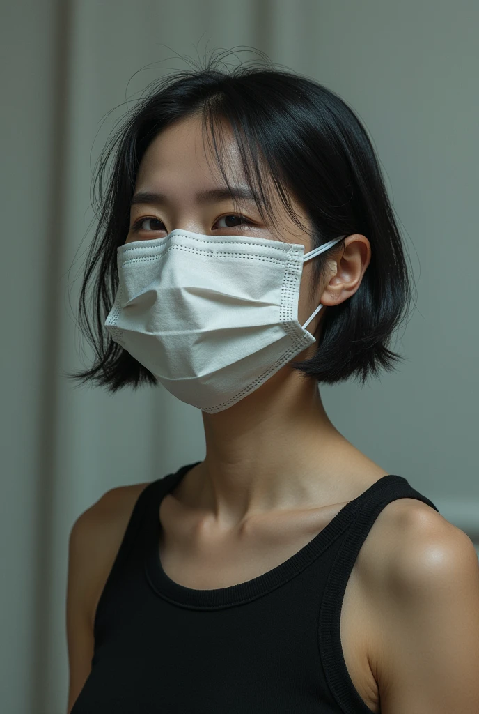 A person with the mask falling off