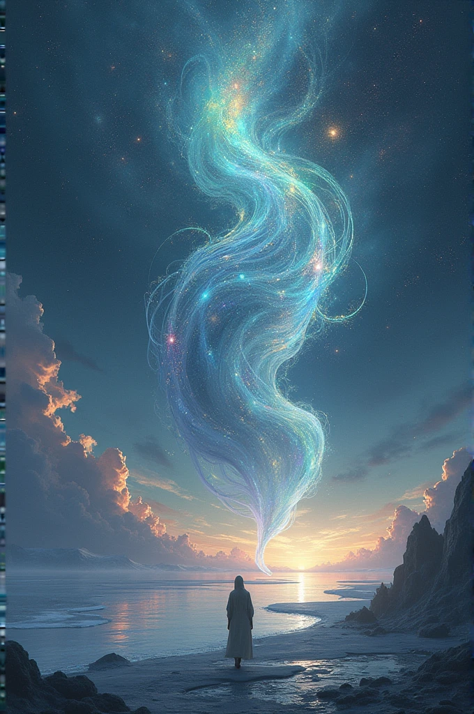 Abstract infinite space with creature that create infinite space
