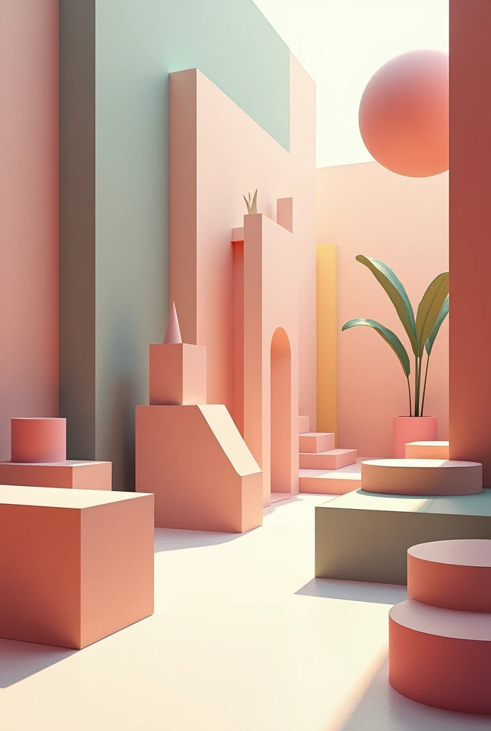 A classroom that is abstract made with pure figures
