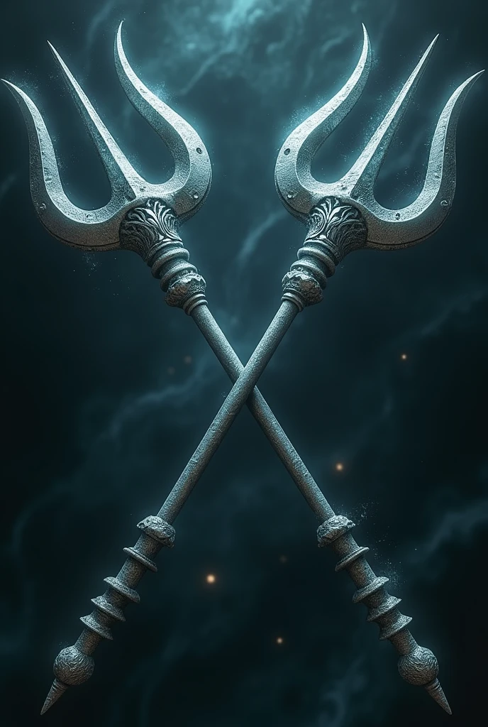  two tridents crossed between them not realistic