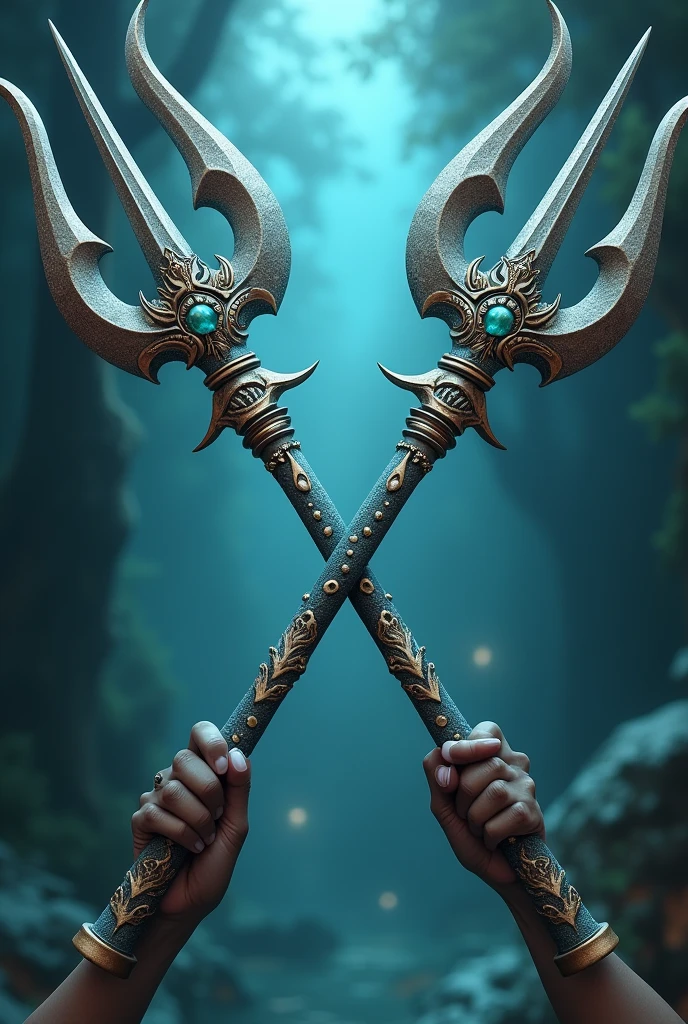 two tridents crossed between them not realistic