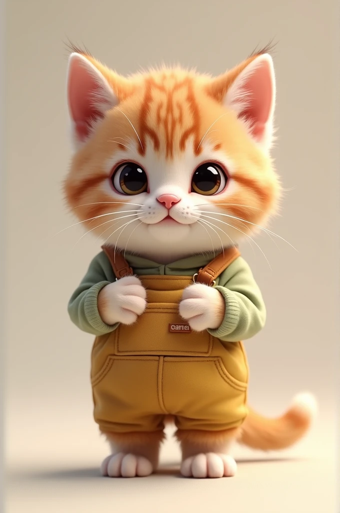 Cute fat kitten wearing clothes Standing
