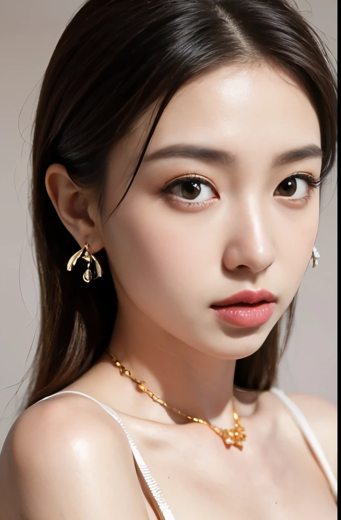 (masterpiece:1.3), (8 thousand, realistic, RAW photos, best quality: 1.4), (1 woman),(very sexy), (Beautiful makeover), (((유난히 아름다운 realistic 얼굴))), (((Create a slim and beautiful body))), (long eyelashes), (double eyelid), (Brown hair, parted, long hair:1.3), (아름다운 parted스타일), (Realistic and truly beautiful and delicate eyes), (((beautiful and big breasts))), (realistic and beautiful skin), (absurd), (attractive), (ultra high resolution), (extremely realistic), (very detailed), (golden ratio), (necklace), (earring), (So beautiful and sexy), (((beautiful eyes))), (((high nose))), (((small nostrils))), (((beautiful mouth))), (((beautiful mouth술)))