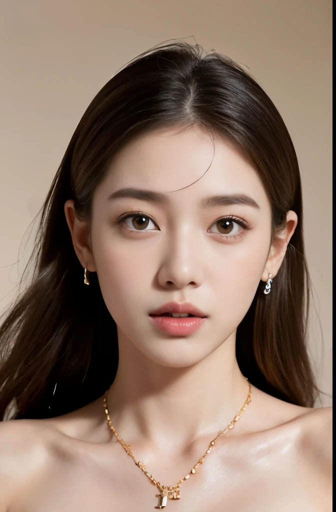 (masterpiece:1.3), (8 thousand, realistic, RAW photos, best quality: 1.4), (1 woman),(very sexy), (Beautiful makeover), (((유난히 아름다운 realistic 얼굴))), (((Create a slim and beautiful body))), (long eyelashes), (double eyelid), (Brown hair, parted, long hair:1.3), (아름다운 parted스타일), (Realistic and truly beautiful and delicate eyes), (((beautiful and big breasts))), (realistic and beautiful skin), (absurd), (attractive), (ultra high resolution), (extremely realistic), (very detailed), (golden ratio), (necklace), (earring), (So beautiful and sexy), (((beautiful eyes))), (((high nose))), (((small nostrils))), (((beautiful mouth))), (((beautiful mouth술)))