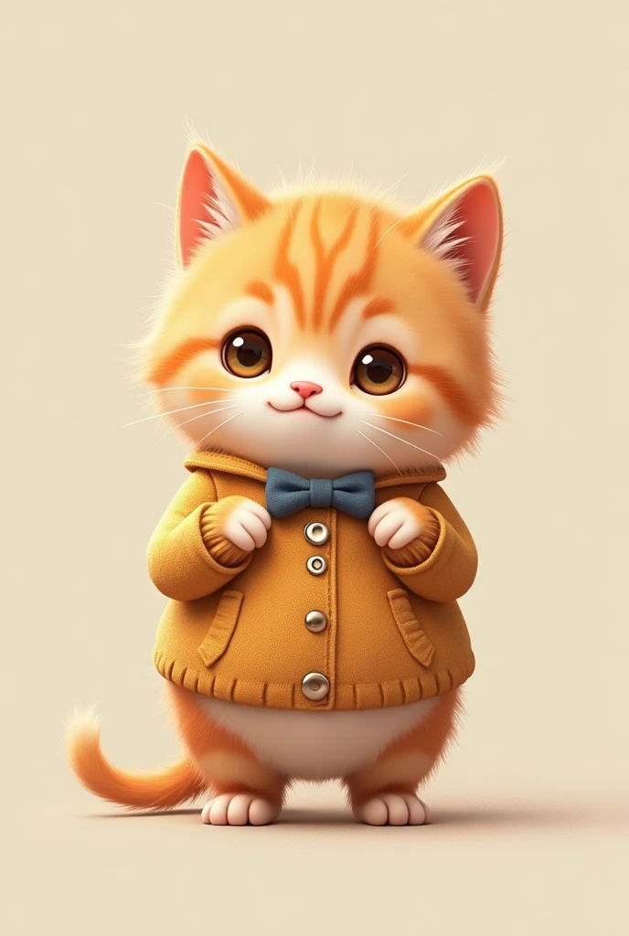 Cute fat kitten wearing clothes　Standing