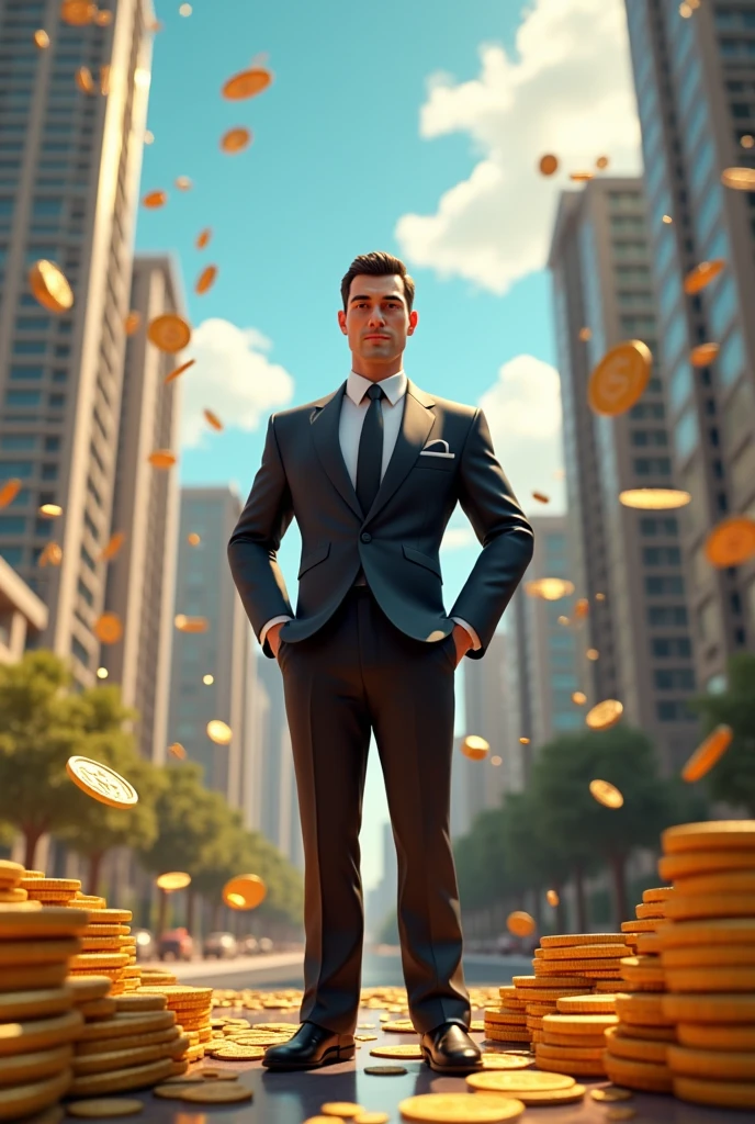 Brazilian politician with money in the background 3D Animation  