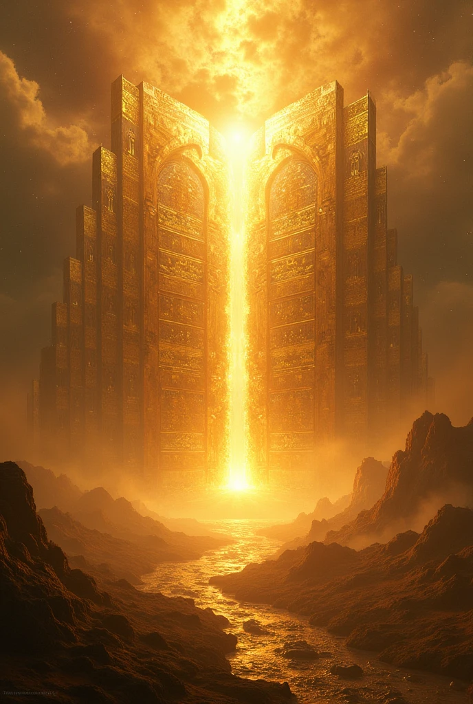 The new Jerusalem of the apocalypse with walls of gold
