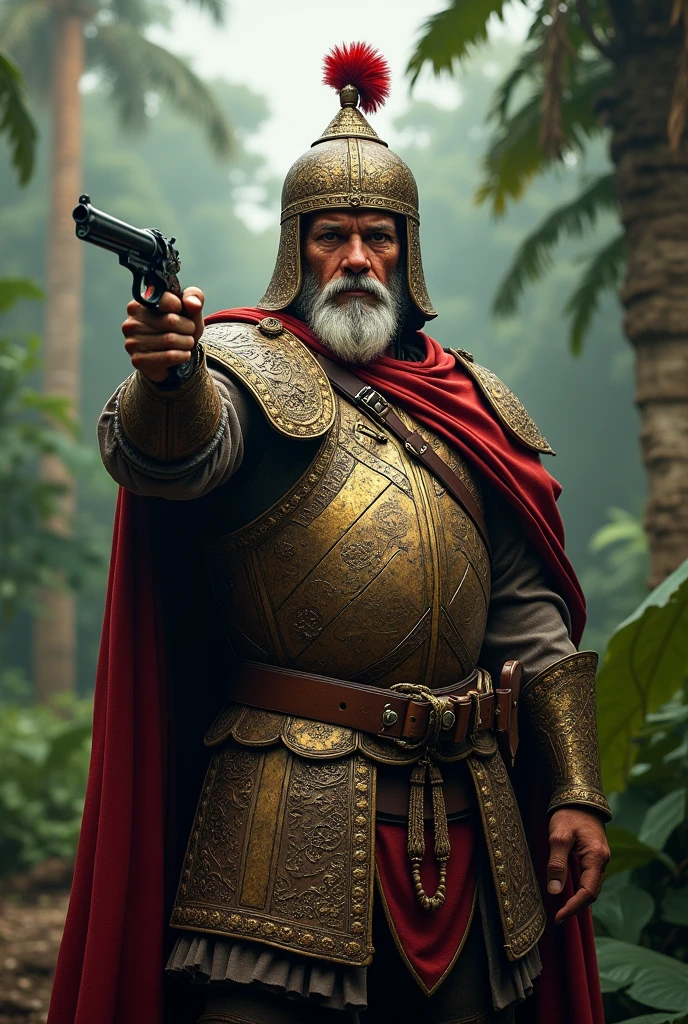 16th century Spanish conquest warrior with armor and pistol