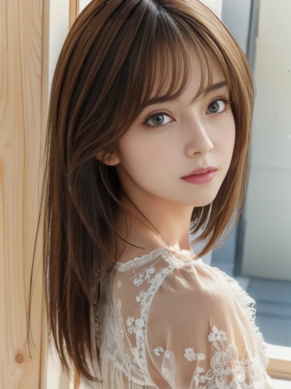 Best quality, 8k, ,Masterpiece :1.3)), facing viewer,((full body1.2)) ,pretty woman, wide shot ,1girl, , , , , brown hair , bangs,ultra-detailed face, highly detailed lips, detailed eyes, double eyelid
