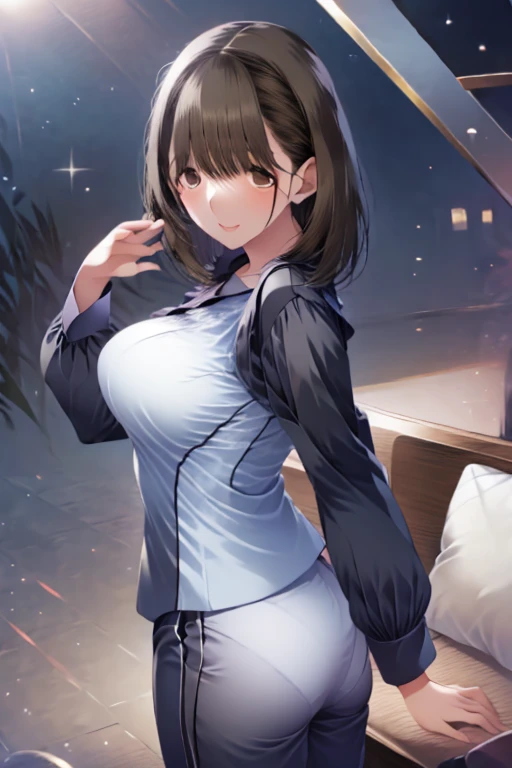 anegasaki nene、Shiny brown hair, short hair, (Beautiful brown eyes、Sparkling eyes, Fine grain)、smile、Ultra-detailed eyes、Very detailedな顔, Very detailedな目,


Highest quality, Great quality, 16K, Unbelievably absurd, Very detailed, 2.5D, delicate and dynamic, 
night,sofa,Pink pajamas,Focus on the butt、,Reverse Shot：1.4, {{Beautiful medium sized breasts 1:4}}, 
Highest quality,pretty girl,High Quality Backgrounds,  Detail of wrinkles on shirt chest,
break, break, Five Fingers、Pantylines