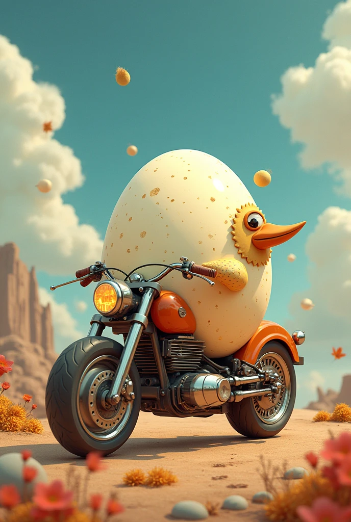 A chicken egg motorcycle