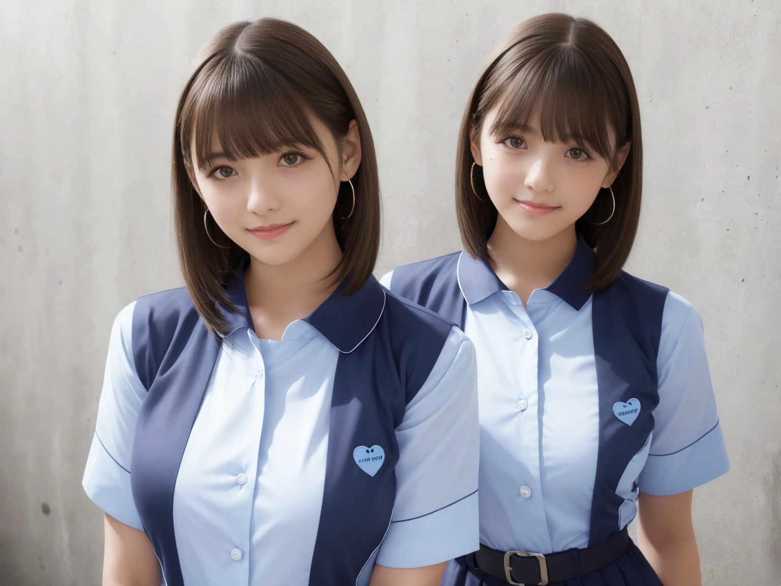 masterpiece, Highest quality, figure, Very detailed, The finer details, High resolution, 8k,wallpaper, Perfect dynamic composition,(Detailed high quality, Realistic depiction of eyes:1.3),(A tight-fitting waitress uniform with buttons on the collar and chest), Seraphim, Short Bob Hair, The background is an empty changing room, Deep in the field, Black hair color, Big Natural Color Lip, (Perfect figure), (smile)、Harajuku Style, Adorable expression、Expressions of happiness、Amazingly cute、Cute type、Beautiful feet, Idol Sculpture、Big Breasts