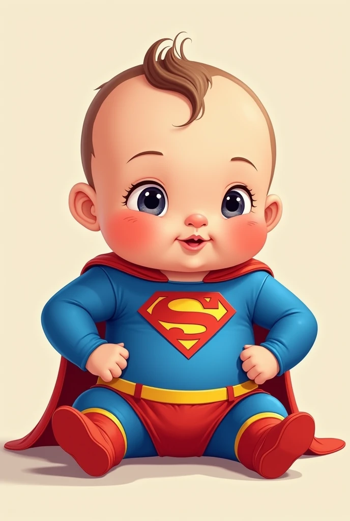 Illustration of a baby sitting dressed as a superman