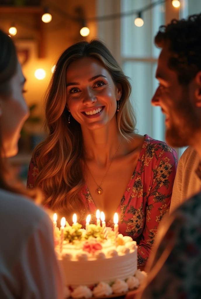 A woman celebrating her birthday