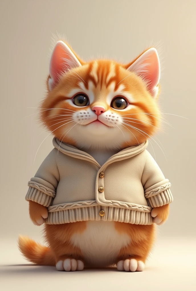 Cute fat kitten wearing clothes　Standing