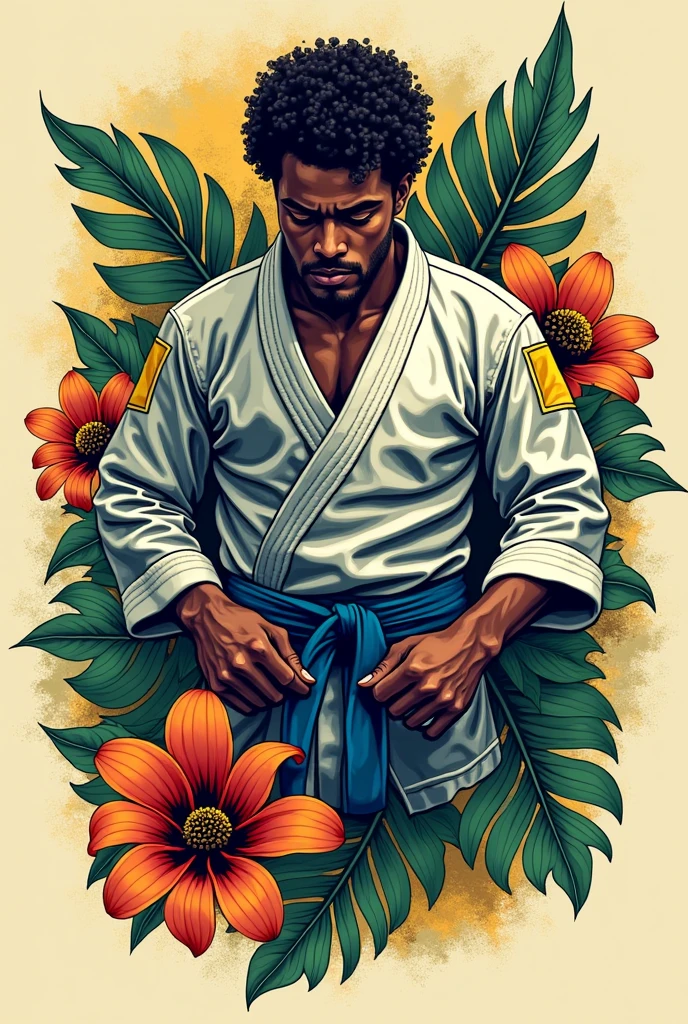 Create for me art for a jiujitsu shirt in street wear style with elements from Brazil