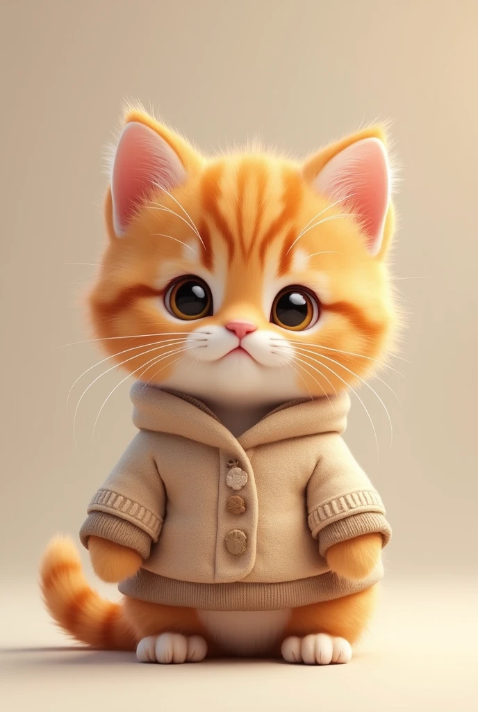 Cute fat kitten wearing clothes Standing
