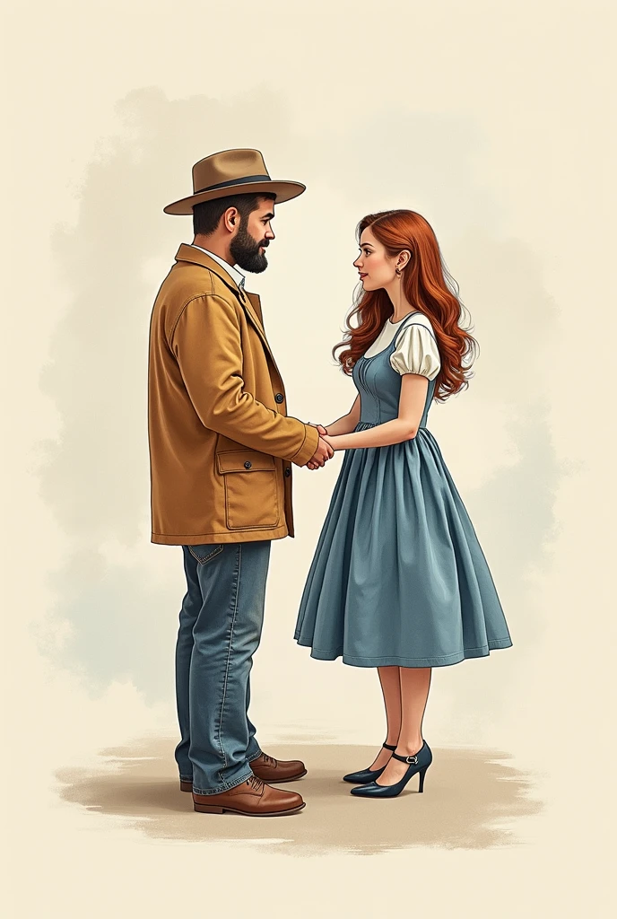 elegant parents looking left drawing