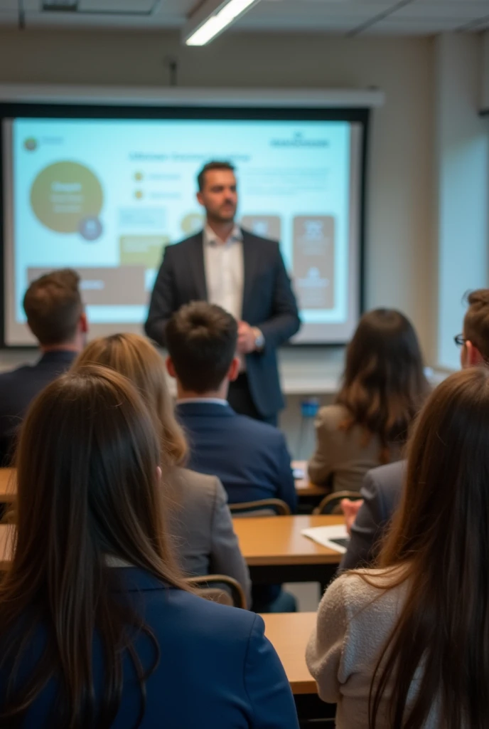 Student in the classroom watching a lecture