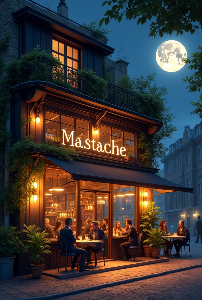 Restaurant called Mastache at night 