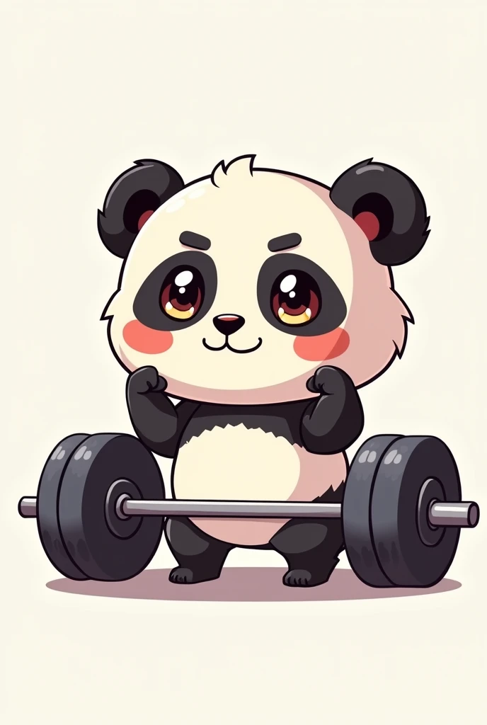 Cute  muscular baby p lifting weights in chibi cartoon style with no background 
