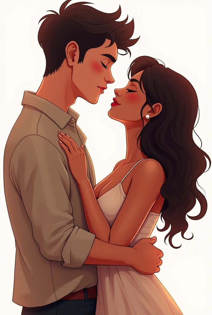 You can generate multiple images, like stickers of different states, of emotions and everything, of two couples in romantic love, that the man is white-skinned and the woman is dark-skinned, It could be a passionate kiss, one where they hug each other etc.